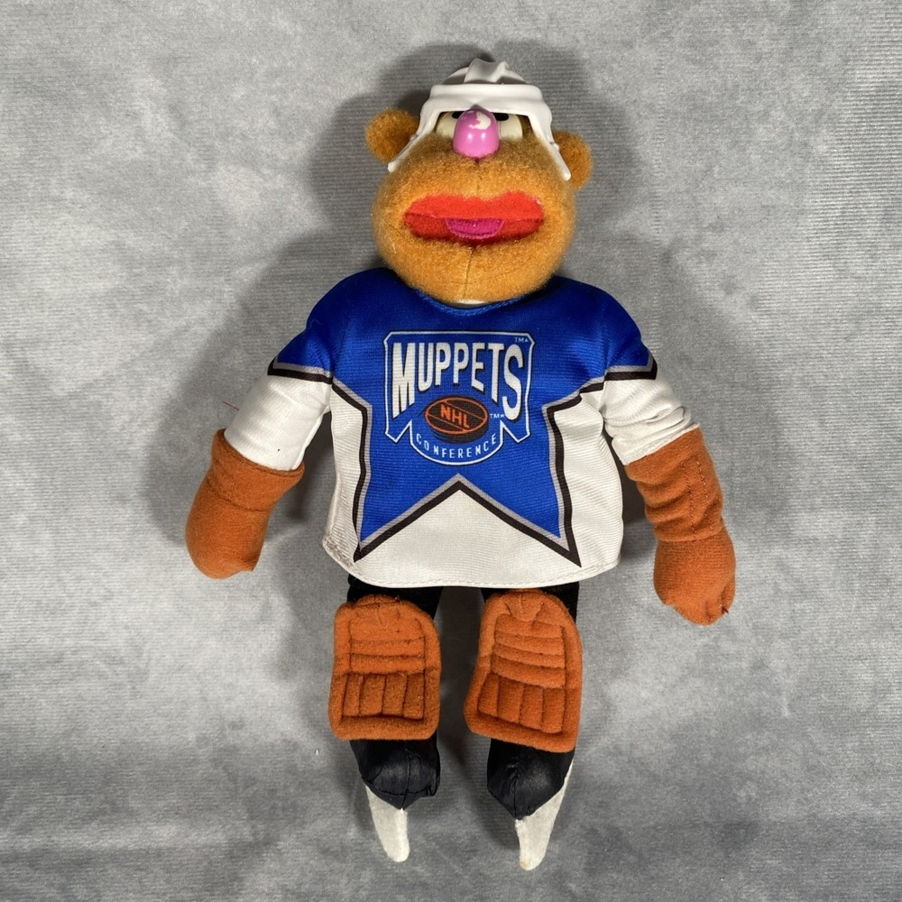 1995 The Muppets NHL Hockey Goalie Fozzie Bear Plush Figure, McDonalds